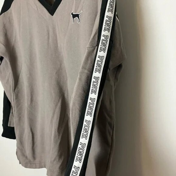 VS Pink Victoria's Secret Gray Black & White Collegiate Sweatshirt - Picture 5 of 5